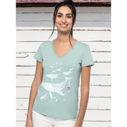 Whales V Neck Organic Ladies T-shirt