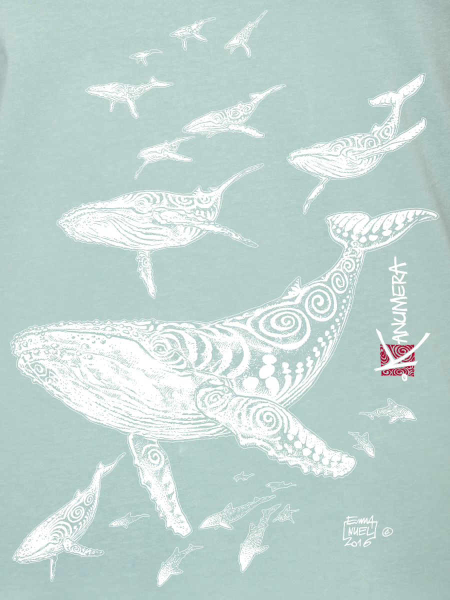Whales V Neck Organic Ladies T-shirt