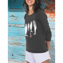 Sperm Whales Ladies Long Sleeves Washed T-Shirt