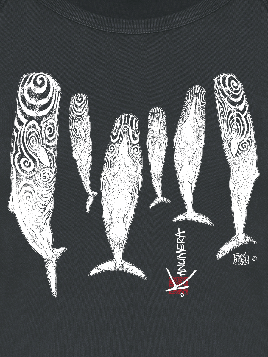 Sperm Whales Ladies Long Sleeves Washed T-Shirt