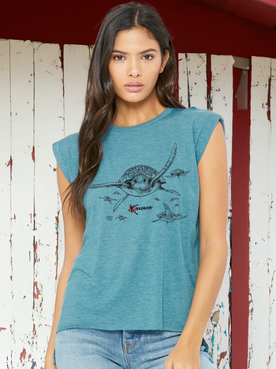 Turtles Ladies' flowy rolled-cuff T-shirt