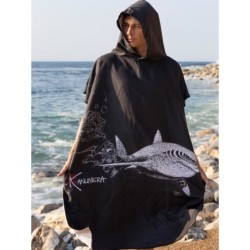Poncho Microfibre Grand Modèle Le Requin blanc et le Plongeur