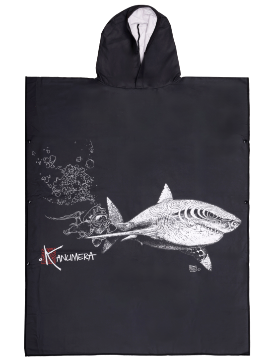 Poncho Microfibre Grand Modèle Le Requin blanc et le Plongeur