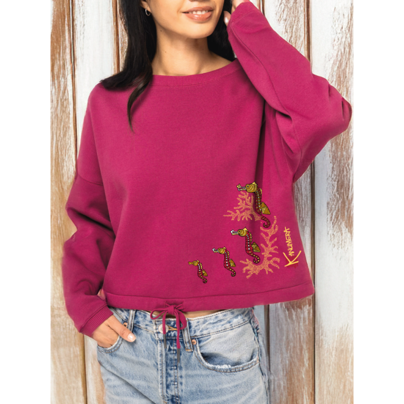 Seahorses Oversized Crop Sweat-shirt