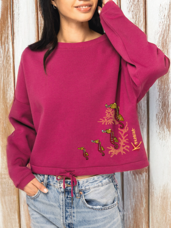 Seahorses Oversized Crop Sweat-shirt