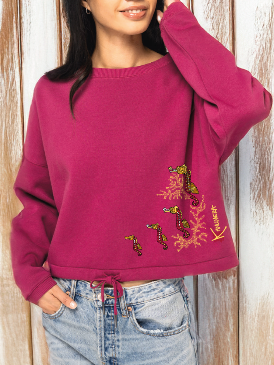 Seahorses Oversized Crop Sweat-shirt
