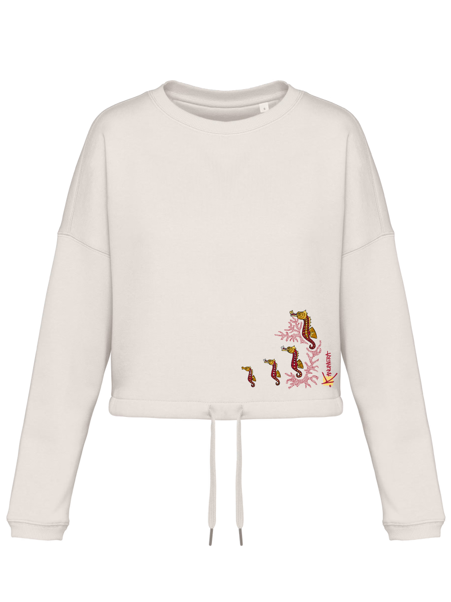 Sweat-shirt Oversize Crop Les Hippocampes