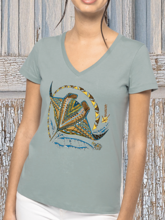 T-shirt Bio Col V Femme Les Raies