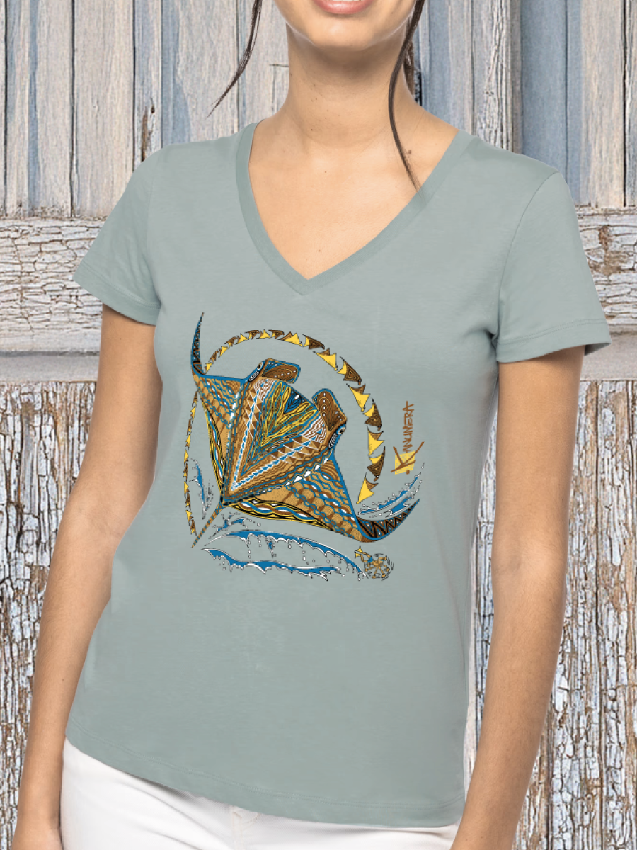 T-shirt Bio Col V Femme Les Raies
