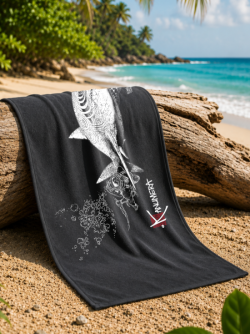 White Shark and Diver Microfiber Towel