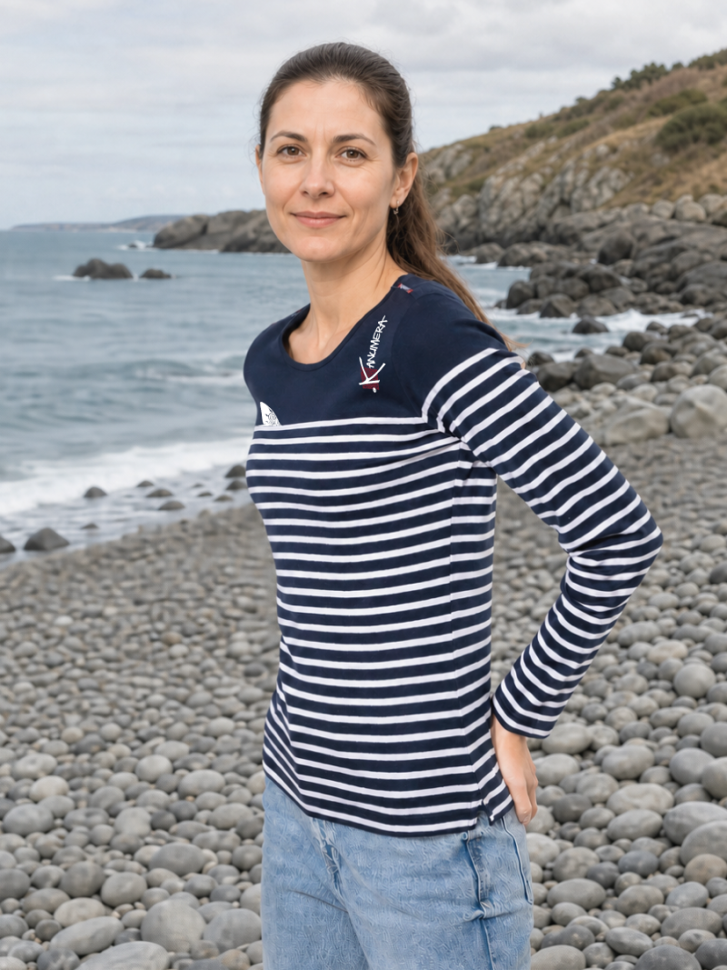 Shark Fin Ladies’ long-sleeved Breton stripe top