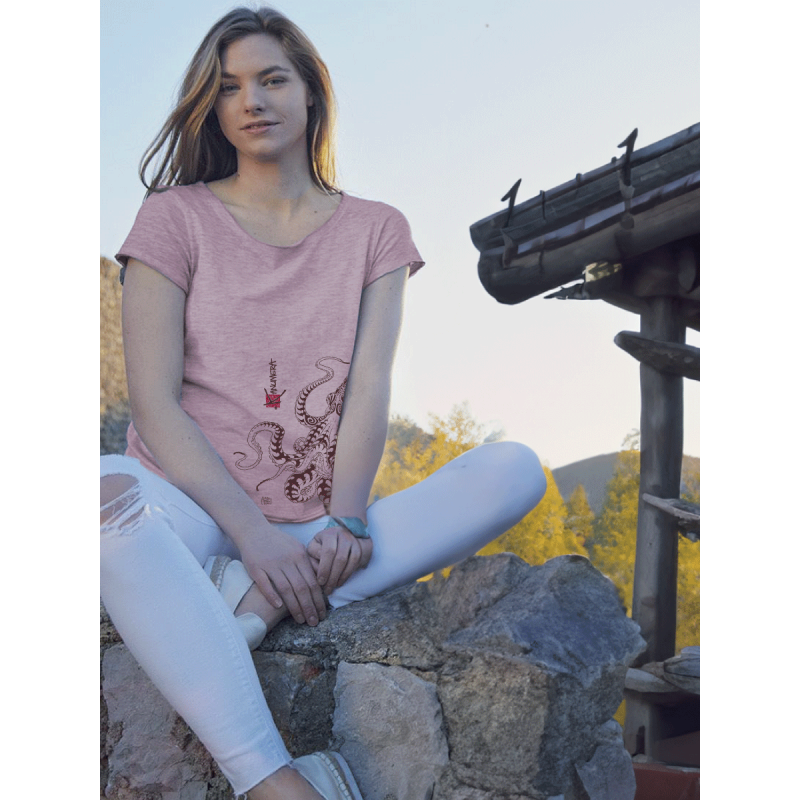 T-shirt délavé Femme La Pieuvre Tatoo