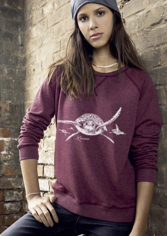 Turtles Ladies’ organic cotton crew neck raglan sleeve sweatshirt