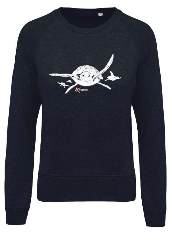 Turtles Ladies’ organic cotton crew neck raglan sleeve sweatshirt