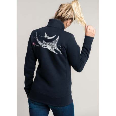 Sweat-Shirt Bio Zippé Capuche Femme le Requin Baleine