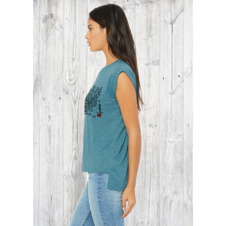 (New) Tee-shirt moulant Femme Le Requin Tatoo (Impression Poitrine)
