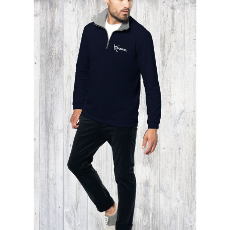 Zip neck piqué sweatshirt