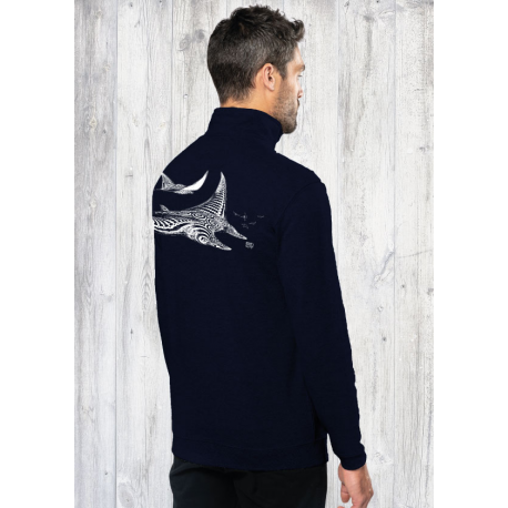 Zip neck piqué sweatshirt
