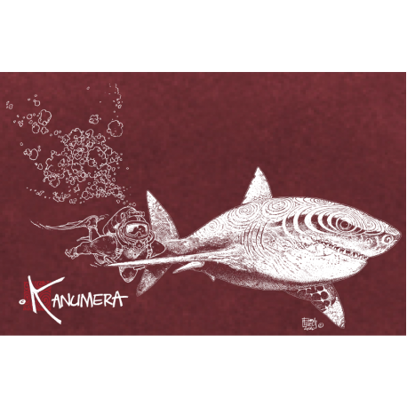 Tee-shirt délavé Le Requin Blanc et le Plongeur 