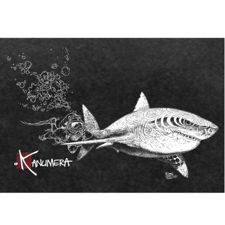 Tee-shirt délavé Le Requin Blanc et le Plongeur 