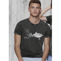 Tee-shirt délavé Le Requin Blanc et le Plongeur