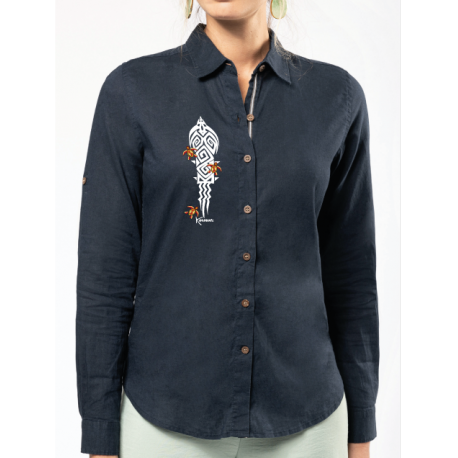 Turtles Ladies long sleeve linen and cotton shirt
