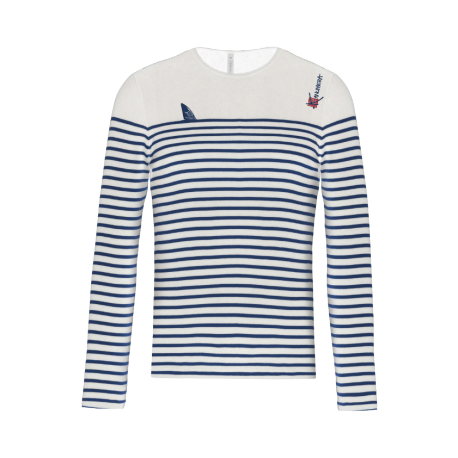 Shark Fin Men’s long-sleeved Breton stripe top