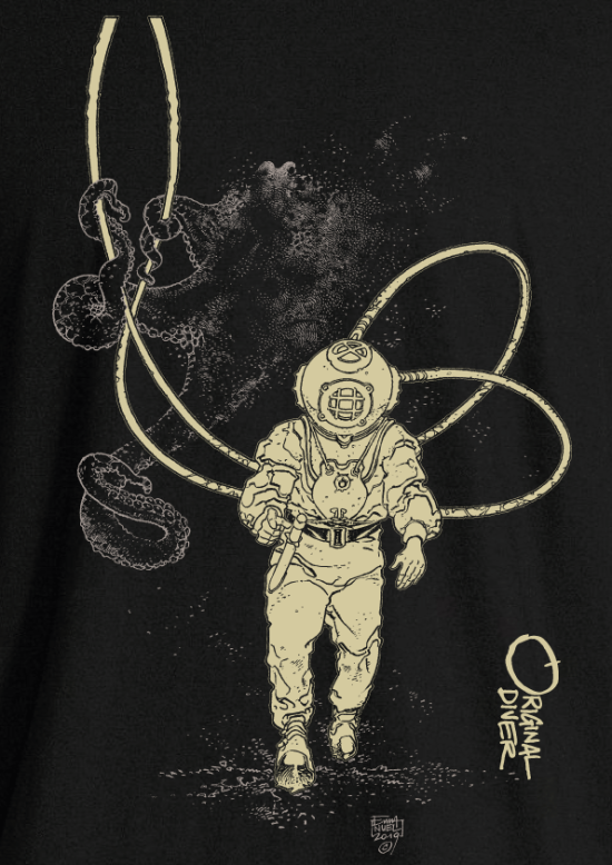 Octopus and Diver organic T-shirt