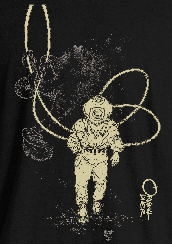 Octopus and Diver organic T-shirt