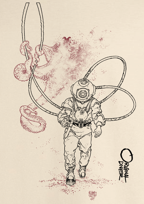 Octopus and Diver organic T-shirt