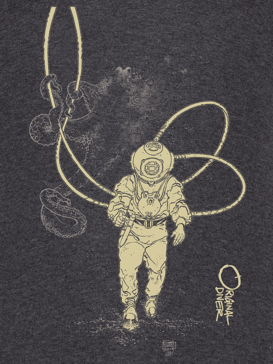 Octopus and Diver organic T-shirt