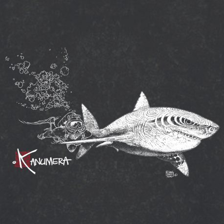 Sweat-shirt délavé Ample Le Requin Blanc et le Plongeur