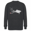 Sweat-shirt délavé Ample Le Requin Blanc et le Plongeur