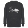 Sweat-shirt délavé Ample Le Requin Blanc et le Plongeur
