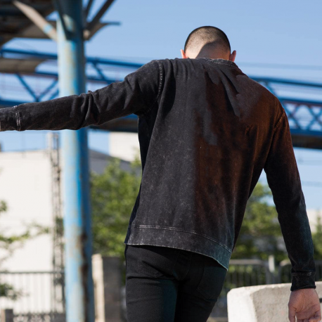 Sweat-shirt délavé Ample Le Requin Blanc et le Plongeur