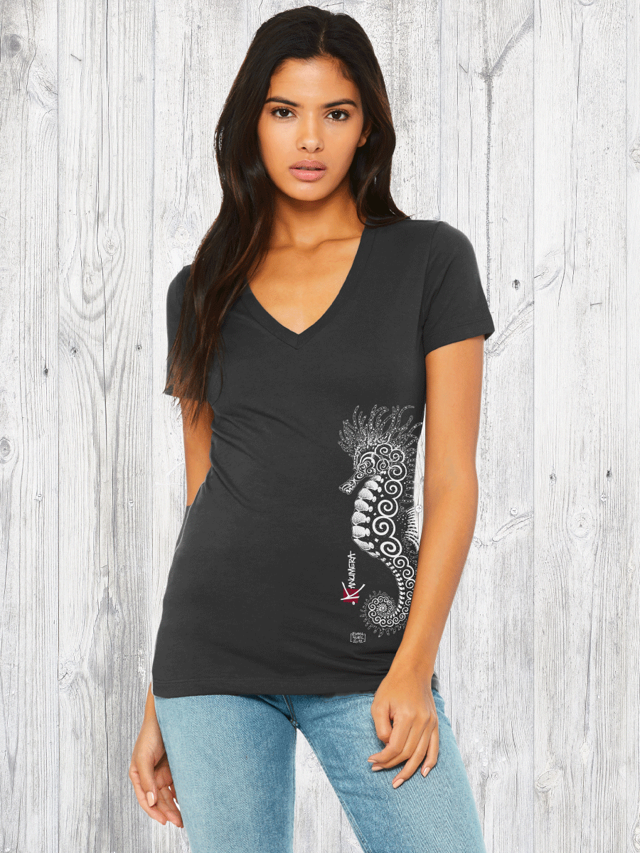 Seahorse Ladies' V-neck short-sleeved organic T-shirt