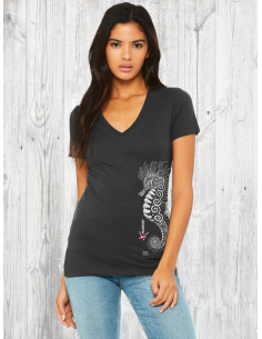 T-shirt bio Col V Femme L'Hippocampe
