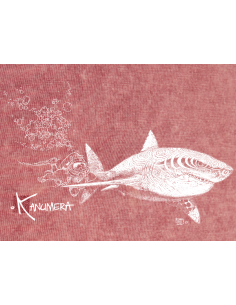 T-shirt délavé Femme Le Requin Blanc et la Plongeuse 2
