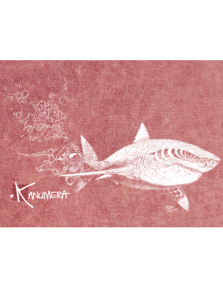 T-shirt délavé Femme Le Requin Blanc et la Plongeuse