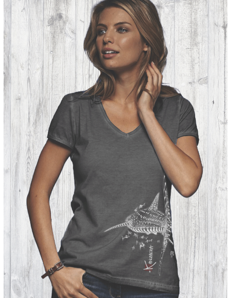 T-shirt délavé Femme Le Requin Baleine