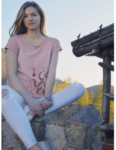 T-shirt délavé Femme La Pieuvre Tatoo