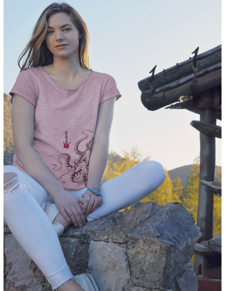 T-shirt délavé Femme La Pieuvre Tatoo