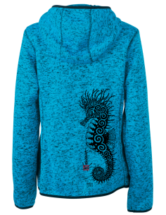 Veste à Capuche Femme en Polaire tricoté L'Hippocampe Tatoo 2