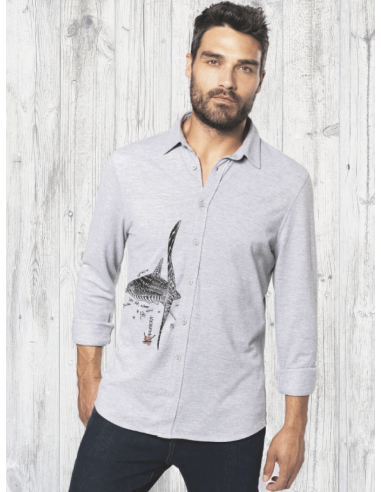 Whale Shark Long-sleevedpiqué knit shirt
