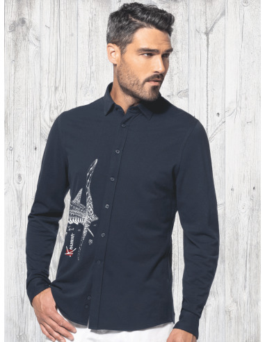 Whale Shark Long-sleevedpiqué knit shirt