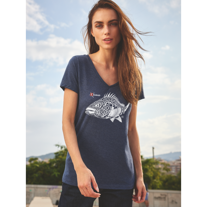 T-shirt Col V Femme Le Mérou tatoo