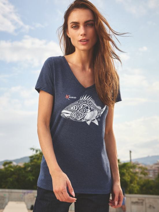 Grouper Ladies Organic V Neck T-shirt