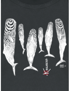 Sperm Whales Ladies Long Sleeves Washed T-Shirt 2