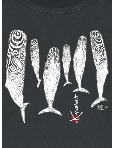 Sperm Whales Ladies Long Sleeves Washed T-Shirt