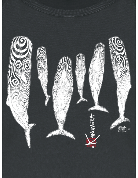 Sperm Whales Ladies Long Sleeves Washed T-Shirt